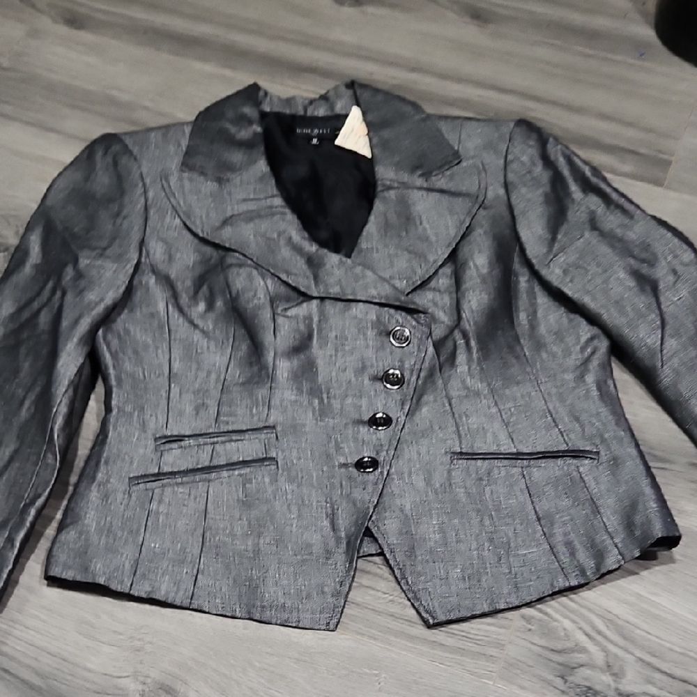 Nine West Metallic Silver Blazer